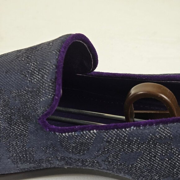 Robert Graham PRINCE Denim Slip On Loafers Purple Edging Size 11.5 Narrow Fit - Picture 8 of 14